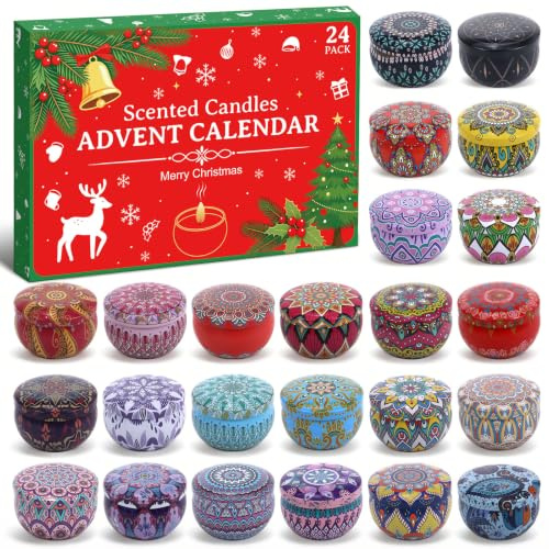 Doftljus adventskalender 2026 för kvinnor flickor, med 24 olika värmeljus doftljus – julkalender present till kvinna mamma dotter fru flickvän