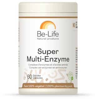 BE-LIFE | Super Multi-Enzyme | Complément alimentaire | Stimule la digestion | Confort digestif | Bromélaïne, papaïne, taurine | 60 Gélules