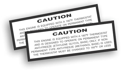 2X Restoration Sticker Decal Radiator Antifreeze Coolant Thermostat Instructions for GM Classic Muscle Cars Compatible with Chevrolet Corvette Chevelle Camaro 1 1/2 x 5 Inch
