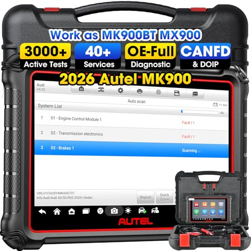 Autel MaxiCOM MK900 OBD2 Auto Diagnostica: 2026 come MK900BT Scanner, Aggiornato MX900 MX808S MK808BT Pro MK808S MK808Z Bidirezionale Diagnosi Auto, CANFD&DOIP, 3000+ Test Attivi, 40+ Servizio, 11 OS