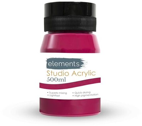 Hillsart Acrylic Paint 500ml Tub for Artists – Quick Drying, High Pigment, Vibrant Magenta Deep Hue – Professional Quality Burgundy Acrylic Paint for Canvas, Wood, Paper, Crafts & Art Projects – 500ml