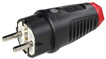 PCE 0511-SR Schutzkontaktstecker TAURUS2 Gummi 2-polig IP54, schwarz