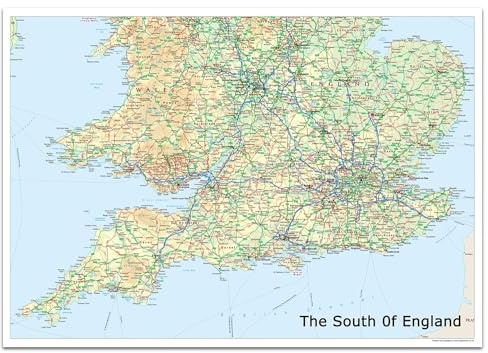 Tiger Moon Mapa de Carretera A0 Glossy A Todo Color - El Sur de Inglaterra