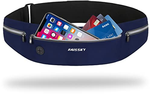 HAISSKY Cintura da Corsa per Donne e Uomini con Cerniera e Foro per Cuffie, Marsupio per telefoni Fino a 6,8 Pollici Mentre Camminate, Escursionismo, Jogging, Sport all'Aria Aperta