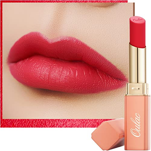 Oulac Soft Matte Lipstick for Women - Coral Red Lipstick & Blush Duo, Cream to Powder Texture, Color Rich, Lightweight & Smooth, Enriched with Rose Oil, Vegan & Cruelty-Free| 3.6g Puppy Love (Y02)