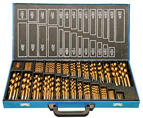 Metallbohrer-Set 230-tlg. 1-13 mm - HSS-R Spiralbohrer DIN 338 - Kanten geschliffen (EG) - TiN-beschichtet für lange Standzeit - Für Metall & Holz - Industriequalität - PeTools