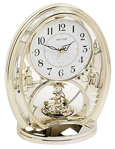 Watching Clocks Rhythm Gold Oval Mantel Clock - Shooting Star Pendulum