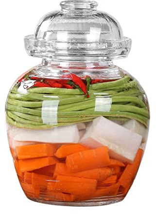 Aosnttol 2.5 Liter Pickle Jar Glass Jar with Lid, Fermentation Kit with Water Seal Airlock Lid, Canning Jar for Pickles, Kimchi, Sauerkraut, Kombucha, Paocai