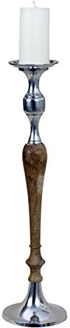 Candelabro con un braccio Candelabro in legno e metallo marrone/argento Altezza 60 cm