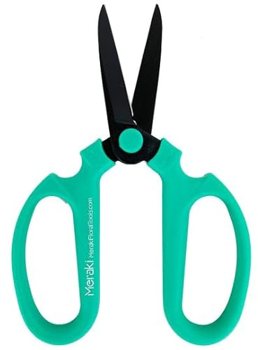 Meraki Floral Tools Flower Scissors With Black Carbon Steel Blades 7.6 Inch, Echinops (Teal)