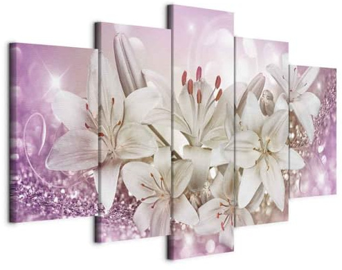 artgeist Acoustic Canvas Wall Art Flowers Lily 40x20 in - 5pcs Picture with Acoustic Foam Sound Print Artwork Room Acoustics Soundproofing b-A-0309-b-p