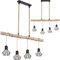 INNOVATE Pendelleuchte Holz 4 Gitterkörbe Diamant – 1m breite Hängelampe Vintage Holzbalken Rustikal – Aluminium Gitterkorb Pendellampe schwarz 4x E27 Fassung bis 60 Watt - Retro Hängeleuchte 120cm