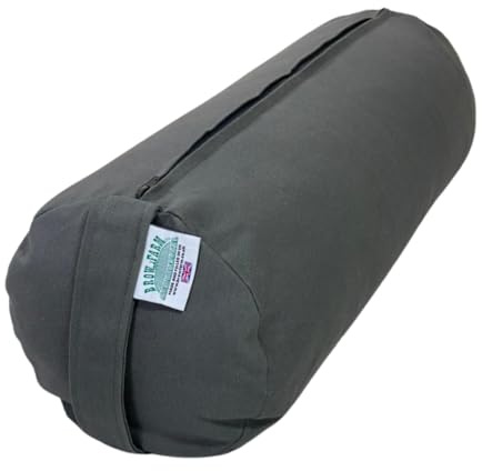 Small/Travel Yoga Bolster – Buckwheat Hull-Filled, 52×18cm, 2.2kg | 4 Colour Choices (Metal Grey)