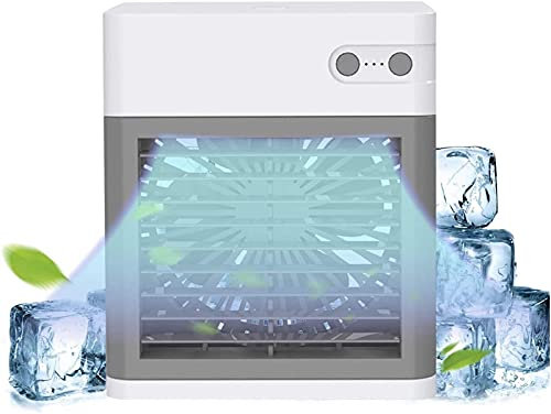 Bärbar AC mini luftkonditionering-laddningsbar och tyst USB luftkonditionering med LED-ljus, lämplig for hem, kontor och rum (grönt) (Color : White)