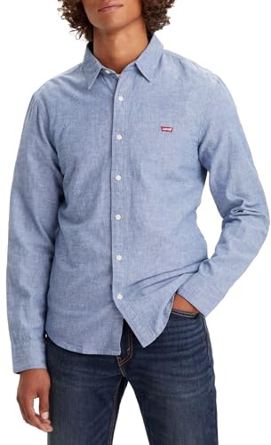 Levi's Long-Sleeve Battery Housemark Slim Camisa, Navy Peony, XL Hombre