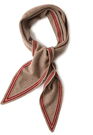 Petite Écharpe en Forme de Diamant 100% Cachemire, Foulard en Tricot Super Doux et Chaud pour Femme Fille, Echarpe Triangle Printemps Automne Polyvalente Echarpes à Col Cour, Meilleur Cadeau Brown