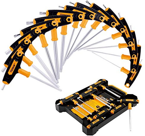 Hoteche 14-teiliges Sechskantschlüsselset (Metric&Torx) T-Griff CRV Inbusschlüssel Set Multi-size langes Sechskantschlüsselset mit wandmontierter Aufbewahrungsbox