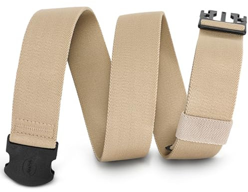 WHIPPY Elastischer Gürtel Herren Verstellbarer Outdoor Stretchgürtel Unisex Arbeitsgürtel für Damen Herren Stoffgürtel mit Kunststoffschnalle,Khaki 110cm