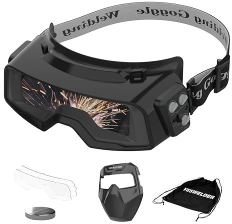 YESWELDER True Color Auto Darkening Welding Goggles, Wide Shade Range 4/5-9/9-13 with Grinding, Welding Glasses Welder Mask Welding Helmet for TIG MIG ARC Plasma Cut (Checkerboard Pattern)