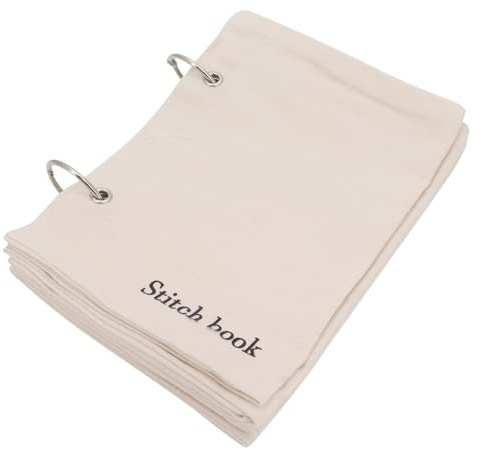Yuhtech Blank Fabric Sketchbook, Linen Stitch Book Mixed Media Sketchbook,Unique Folding Design, 6 Sheets/12 Pages Sketch Book for Artists, 7x5.7