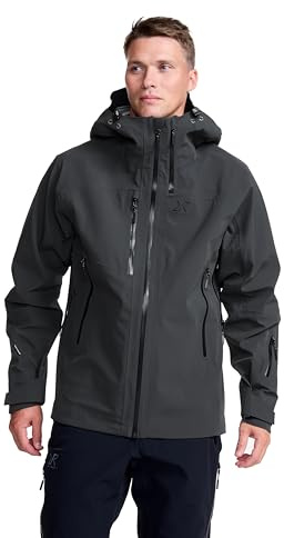 RevolutionRace Cyclone 3L Shell Jacket für Herren, Wasserdichte Jacke mit Recco-Reflektoren zum Wandern, Anthracite, S
