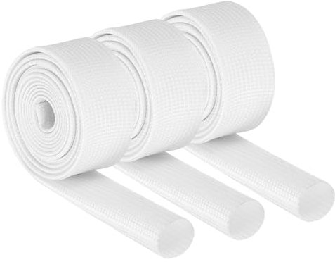 sourcing map 3Pcs Insulation Braided Cable Sleeve,3.3Ft-1/2 Inch ID White, High Temp Silicone Coated Fiberglass Sleeving for Cable Wrap, Automotive Hose Lines Electrical Wiring Protection