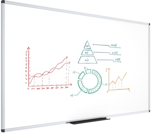 VIZ-PRO Tableau Blanc Magnétique Effaçable à sec, 240 x 100 cm, Cadre en Aluminium