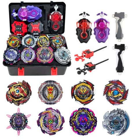Netoke 8 in 1 Peonzas de Batalla Gyros Set, 4D Combat Gyros Battle with Launcher Gyros, Incl 4 Pieces Gyros Launcher Set, BB