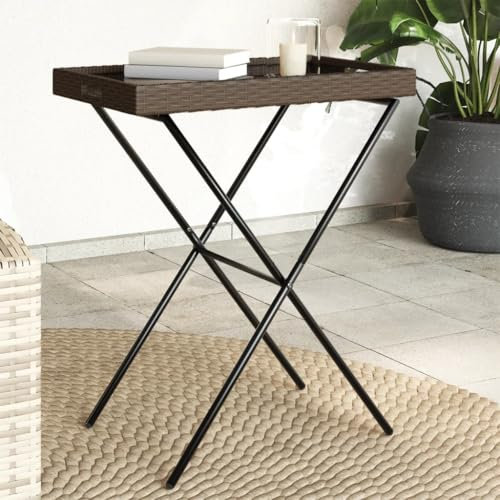 Jiangboyue-365128 Table à plateau pliable en polyrotin 65 x 40 x 75 cm