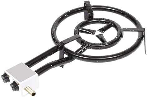 PALUPLUS Bruciatore a Gas per Padelle o Paellera a 2 Fuochi, Diametro 40 cm, Bruciatore in Acciaio Smaltato con Doppio Regolatore di Fiamma, Adatto per padelle da 30 a 60 cm, Potenza 11,4 Kw -4000F
