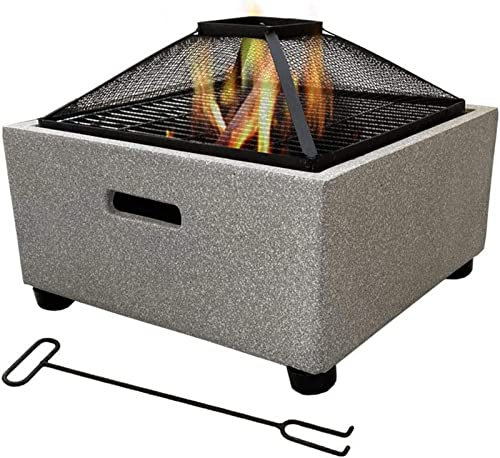 ZJFHEYUO Cuencos de Fuego para jardín, brasero para Barbacoa al Aire Libre con Parrilla de 48 x 48 x 38 cm. Ideal para barbacoas de jardín al Aire Libre.