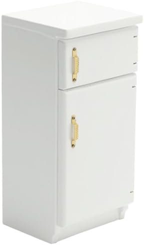Accesorios a Escala 1/12, refrigerador de Madera para Juguetes de 2, 4 x 2, 1 x 5, Pulgadas con Puerta Funcional, Muebles de Cocina para casa de muñecas, para Amantes de Las Casas de muñecas DIY