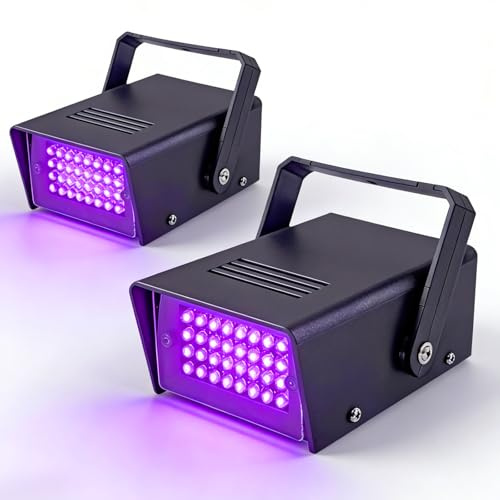 2 Paquetes Mini Luz Estroboscópica con 32 LED Púrpura Estroboscopio para Fiestas en Casa, Halloween Luces de Flash para Discoteca