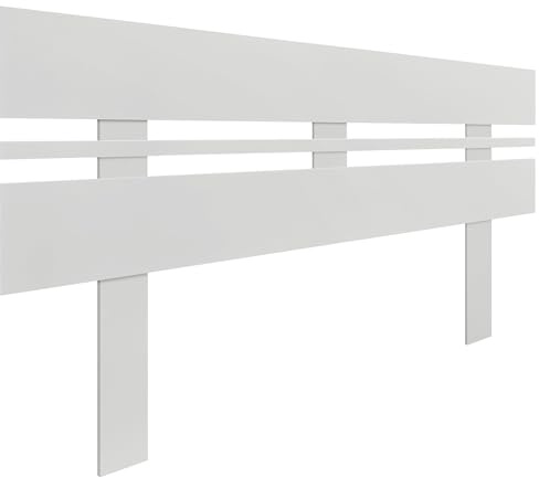 DHOME Cabecero de Madera reciclada DM Horizontal Ancho con Patas Cama Palets Herrajes incluidos (160x115 Horizontal Ancho, Blanco)