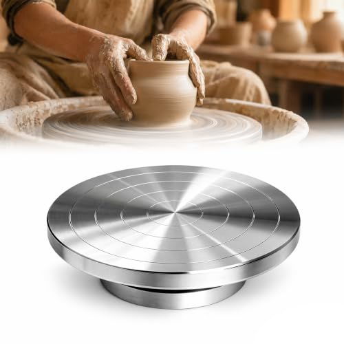 Bcuuozeeing Rotating Potter's Wheel 20/25 cm, Potter's Manual Sculpture, Double-Sided DIY Clay Tools, for Sculpting, Ceramic, Model Making, Cake Decoration, Figure Painting, for Manual Turning (20 cm)