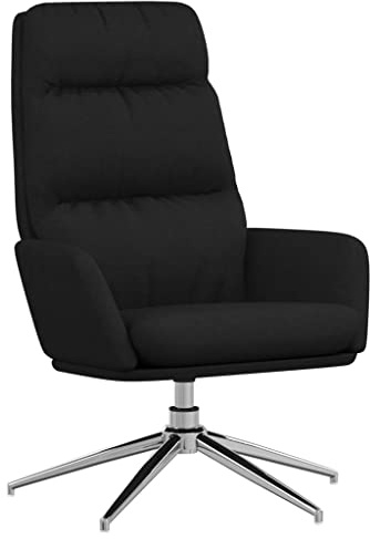 Roanoer Poltrona girevole a 360°, con rivestimento in tessuto e struttura in metallo, poltrona imbottita con braccioli, per soggiorno e ufficio, comoda poltrona per TV, 70 x 77 x 98 cm, colore: nero