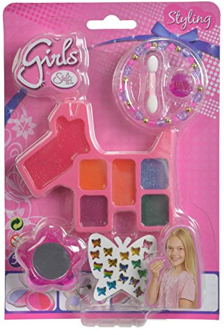 Simba 105567198 - Steffi Love Girls Glitter-Lipgloss Set, 3-sort., es wird nur ein Artikel geliefert, Set aus Lipgloss, Spiegel, Ring, Armband, Sticker und Applikator, 6 Teile, ab 5 Jahren