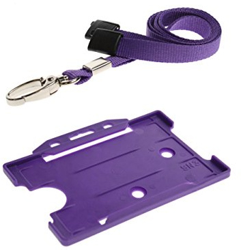 ID Card It ID Card Holder and Lanyard Neck Strap with Metal Lobster Clip and Recyclable Name Holder - Purple
