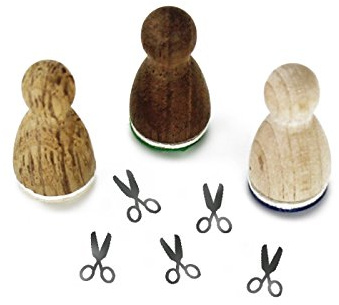 Stemplino® Ministempel - Motiv: Schere - 12mm Durchmesser - Holzstempel Kinder Stempel Bullet Journal Stempel mit Scheren Motiv Schere Stempel