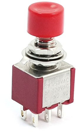 sourcing map PS821M1 Momentary Red Push Button Switch DPDT AC250V 2A 120V 5A