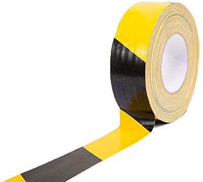Primaflor - Ideen in Textil Profi Klebeband für Bühnenbau Tape Gewebeband Gewebeklebeband Verlegerklebeband - Schwarz-Gelb, 5cm x 50m, Matt, Wasserfest, Beschriftbar, Rückstandsfrei Abziehbar
