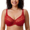 Delimira Women's Beauty Lace Non Padded Minimiser Full Figure Underwire Bra Dark Red 36G