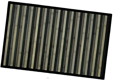 emmevi Tappeto Bamboo Legno Stuoia Antiscivolo Passatoia Pedana Bambù Cucina Bagno Degradè 50x175 Nero