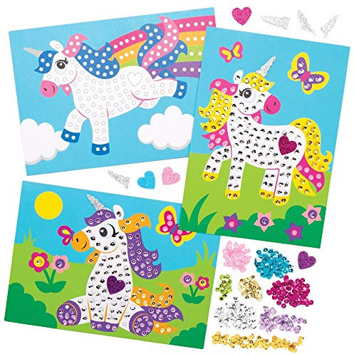 Baker Ross AT725 Einhorn-Pailletten-Kit, 4 Stück, Fantasie-Kunst- und Bastelsets für Kinder zum Basteln, Dekorieren und Präsentieren