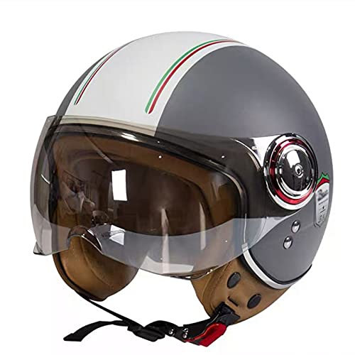 ZHEN Motorradhelm Erwachsene 3/4 Open-Face Jet-Helm Retro Motorrad Moped Halbhelm Cruiser Vespa Helme Herren Damen Rollerhelm mit Sonnenblende DOT/ECE Approved Vintage Style Sturzhelm