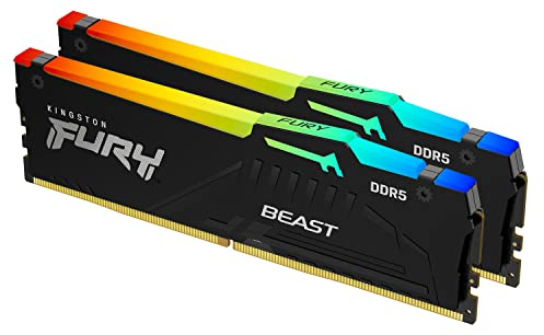 Kingston FURY Beast Schwarz RGB 32GB (2x16GB) 5200MT/s DDR5 CL40 DIMM Desktop Gaming Speicher Kit mit 2 - KF552C40BBAK2-32