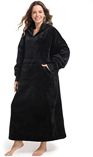 FUSSEDA Felpa con cappuccio oversize, felpa super spessa e calda in pile sherpa con tasche e maniche per adulti e bambini