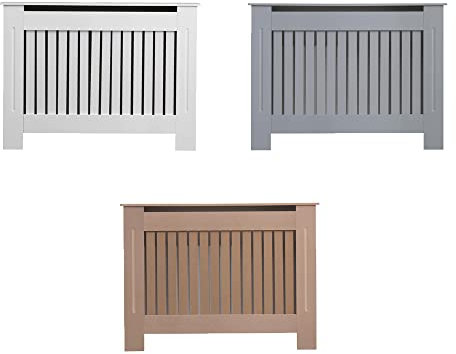 AVD Designs Small Medium Large MDF White Grey Unfinished Vertical Slats Radiator Cover (Small White)