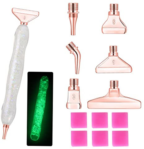 MJARTORIA 13er 5D Diamond Painting Zubehör Stift Set, Dot Painting mit Gewinde Metall Ersatz Stiftköpfen, Drill Pen für DIY Malerei Nail Art Handwerk Zeichnung Drafting(Rosegold)