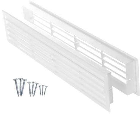 ABOUT VENT 18'' x 4'' Inch Door Vent Cover with Screws - White Interior Door Vent Covers - Two Sided Plastic Ventilation Grille - Door Vents for Interior Doors - Bathroom Air Vent Louvers for Door